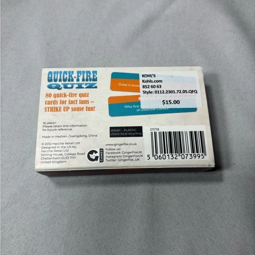 New QUICK-FIRE QUIZ TRIVIA CARD GAME NWT